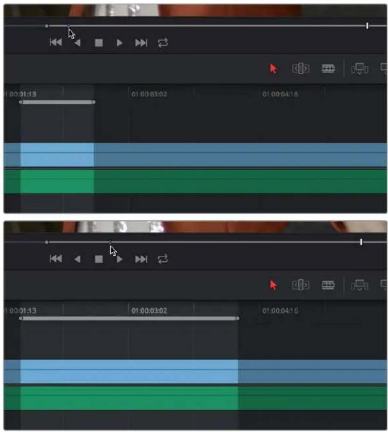 Screenshot of video editing software timeline showing multiple tracks with track names and timestamps