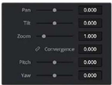 Pan 0.000 Tilt 0.000 Zoom 1.000 Convergence Pitch 0.000 Yaw 0.000