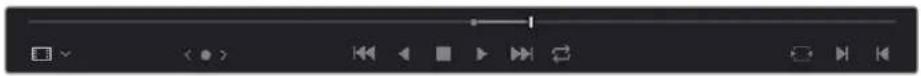Media player control bar interface with playback controls and playback buttons