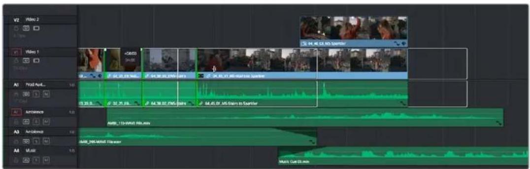Blackmagic Design DaVinci Resolve - To ripple trim multiple edits on the same track: - 3