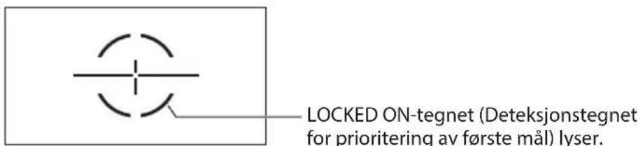 LOCKED ON-tegnet (Deteksjonstegnet for prioritering av første mål) lyser.