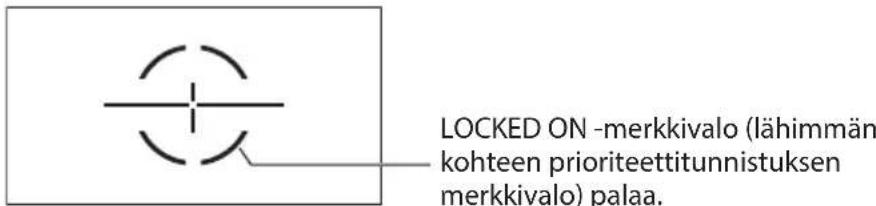LOCKED ON -merkkivalo (lähimmän kohteen prioriteettitunnistuksen merkkivalo) palaa.