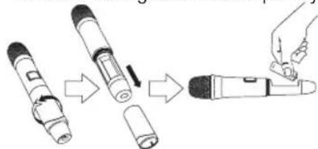 Diagram illustrating the step-by-step procedure of a medical or laboratory device, showing transformation from a pen-like device to a pen-like device with a hand holding it.