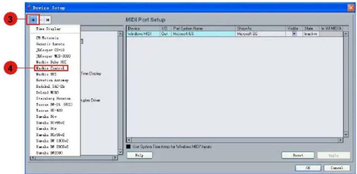 Device Setup MIDI Port Setup Time Display ON Mastermic Generic Remote JLCooper CS-10 JLCooper MCS-3000 Mockie Baby HIC Mockie Control Mockie HMI Rotation Anteamp Radial SAC-25c Boland MTOS Steinberg Houston Tascan DM-24 (HDI) Tascan UE-428 Yamaha Olv Yamaha Olv96v2 Yamaha Olv Yamaha Olv96v2 Yamaha D…
