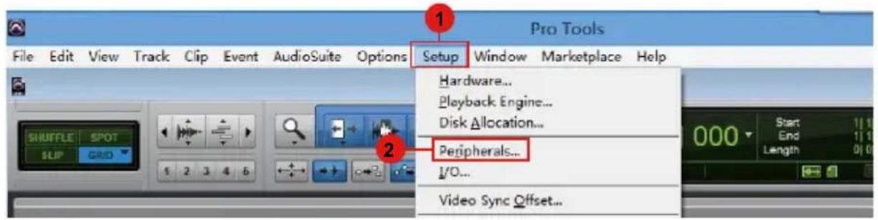 Pro Tools File Edit View Track Clip Event AudioSuite Options Setup Window Marketplace Help Hardware... Playback Engine... Disk Allocation... Peripherals... I/O... Video Sync Offset...
