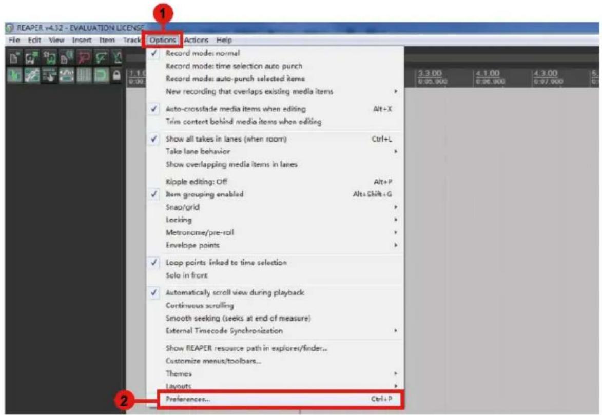 REAPER v4.32 - EVALUATION LICENSE File Edit View Insert Item Track Options Actions Help Record modes normal Record mode: time selection auto punch Record modes auto-punch selected items New recording that overlaps existing media items Auto-crossfade media items when editing Alt+X Trim content behind…