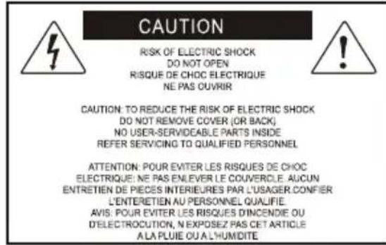 CAUTION RISK OF ELECTRIC SHOCK DO NOT OPEN RISQUE DE CHOC ELECTRIQUE NE PAS OUVRIR CAUTION: TO REDUCE THE RISK OF ELECTRIC SHOCK DO NOT REMOVE COVER (OR BACK) NO USER-SERVIDEABLE PARTS INSIDE REFER SERVICING TO QUALIFIED PERSONNEL ATTENTION: POUR EVITER LES RISQUES DE CHOC ELECTRIQUE: NE PAS ENLEVER…