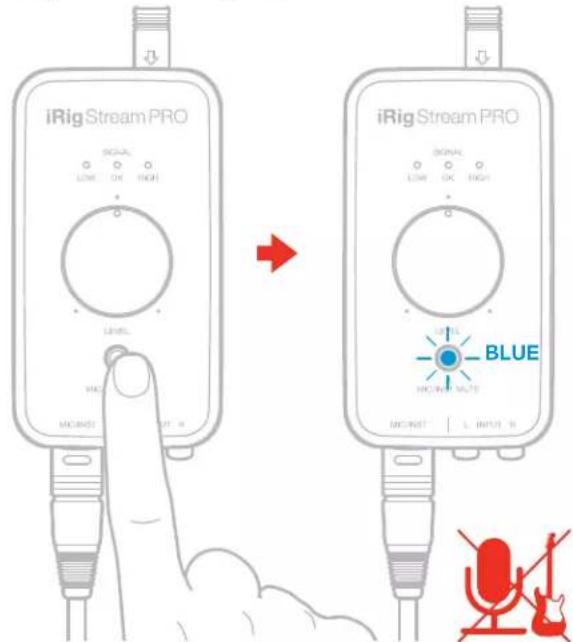 iRigStream PRO SIGNAL LOW OK HIGH LEVEL HIGH MOCAST INPUT H iRigStream PRO SIGNAL LOW OK HIGH LEVEL BLUE MOCAST L INPUT H MOCAST L INPUT H