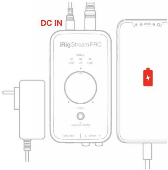DC IN iRig Stream PRO SIGNAL LOW OK REH LEVEL MOUNT NOTE MOUNT L INPUT 8