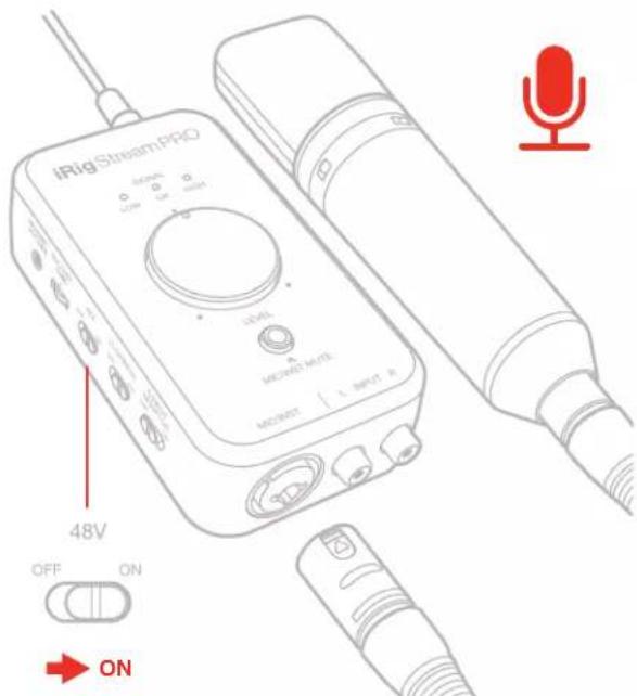 iRigStreamPRO 48V OFF ON ON