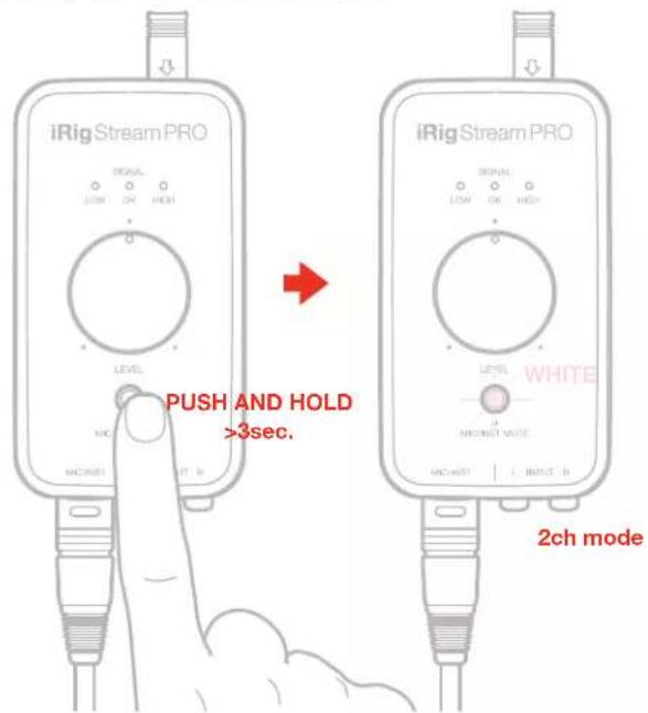 iRigStream PRO LEVEL HIGH MICHNET I RUT B iRigStream PRO LEVEL HIGH WHITE MICHNET I RUT B 2ch mode PUSH AND HOLD >3sec.