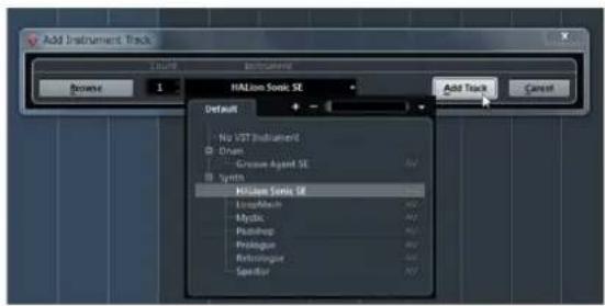STEINBERG UR22 MKII - In the window that appears below, select HALion Sonic SE and click [Add Track]. - 1