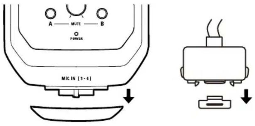 A — MUTE — B POWER MIC IN [3-4]