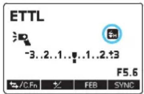 ETTL -3..2..1..1..2.+3 F5.6 +/C.Fn % FEB SYNC