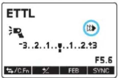 ETTL -3..2..1..1..2.+3 F5.6 +/C.Fn % FEB SYNC