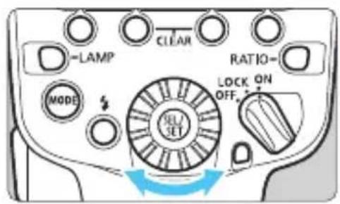 -LAMP CLEAR RATIO- MODE SEL/ SET LOCK ON OFF