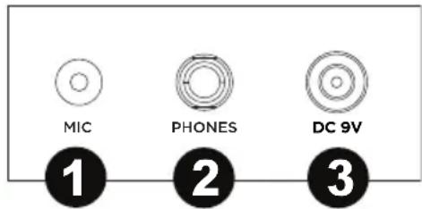 MIC PHONES DC 9V 1 2 3