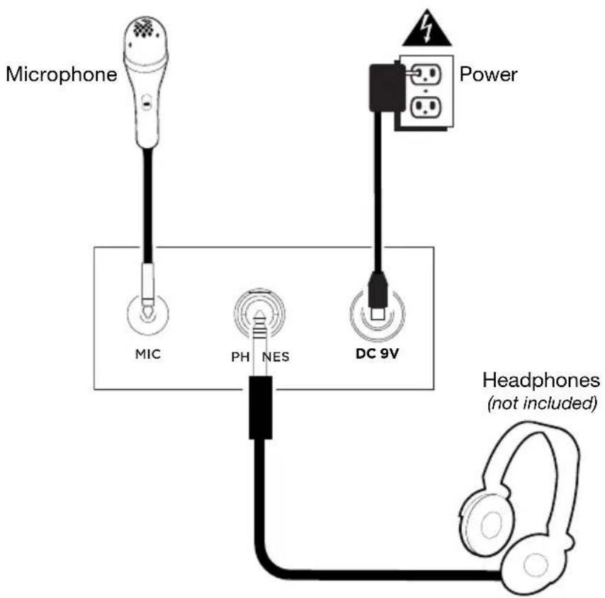 Microphone MIC PH NES DC 9V Power Headphones (not included)
