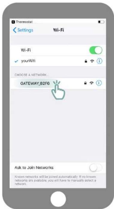 Thermostat Settings Wi-Fi Wi-Fi ✓ yourWifi CHOOSE A NETWORK... GATEWAY_82F6 Ask to Join Networks Known networks will be joined automatically. If no known networks are available, you will have to manually select a network.