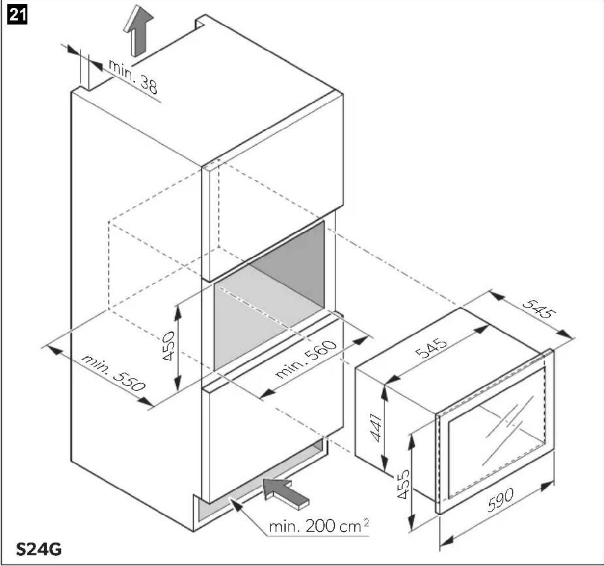 21 min. 38 450 min. 550 441 455 min. 200 cm² 545 545 590 S24G