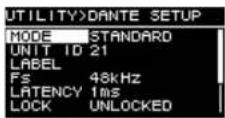 YAMAHA DZR12 - DANTE SETUP screen - 1