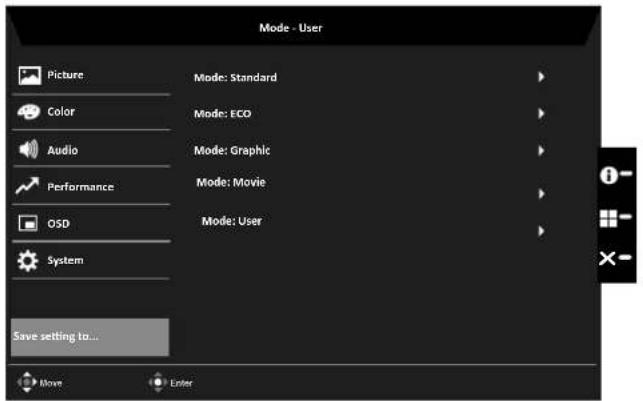 ACER BM270 - Save Setting to... (Uložit nastavení do...) (Pouze uživatelský režim) - 1