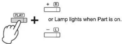 PLAY + R or Lamp lights when Part is on. - L