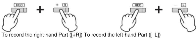 REC + + R REC + - L To record the right-hand Part ([+R]) To record the left-hand Part ([-L])
