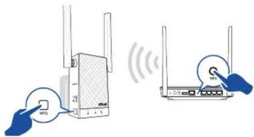 ASUS RP-AC55 - Metode 1: Anvendelse af WPS (frk.f. Wi-Fi Protected Setup, dvs. Wi-Fi-beskyttet indstilling) - 1