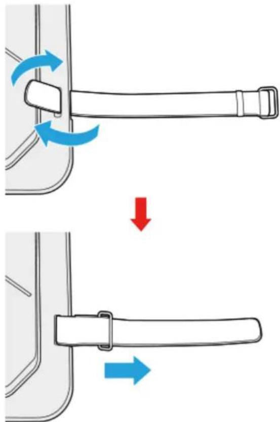 Diagram illustrating the correct and incorrect ways to adjust a mechanical component, showing step-by-step changes with blue arrows indicating rotation.