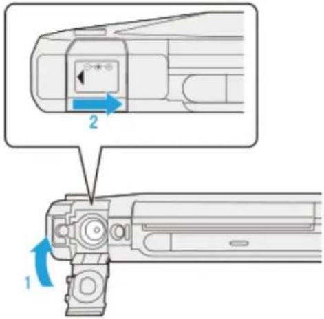 Diagram showing a device's internal components with labeled parts and directional arrows indicating movement or assembly.