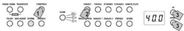HAND SONG TRANSFORM FUNCTION 1 TOUCH MARGIN RIVER CHARGE 2 HANDS FEAR ORGAN 1 ORGAN 3 STENGS CHOR 40.0 3 DOWN 3