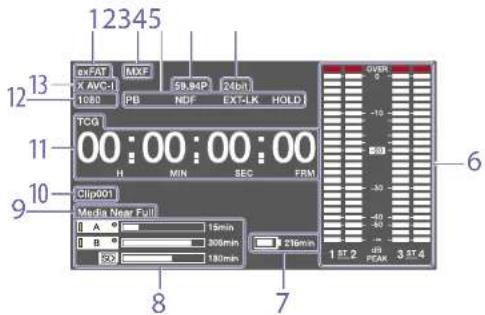 SONY PXW-X400 - LCD Monitor Information Screen (Status Display) - 1