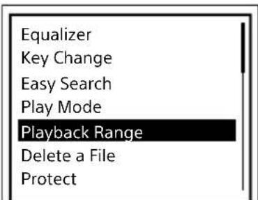 Equalizer Key Change Easy Search Play Mode Playback Range Delete a File Protect