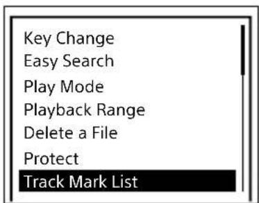 Key Change Easy Search Play Mode Playback Range Delete a File Protect Track Mark List