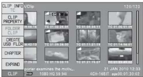 CLIP INFO TC CLIP PROPERTY FOLDER CLIP CREATE USB FLDR CHAPTER EXPAND CLIP 19:08:16 28:42:13 17:29:20 20:00:15 10:00:26.04 TC 01:02:26.04 TC 01:04:24.11 TC 01:06:23.09 TC 01:09:26.00 TC 01:11:21.19 TC 01:14:28.01 TC 01:17:25.02 TC 01:19:33.15 TC 01:21:15.07 21 JAN 2010 12:33 4CH-16BIT exu00:01:30:02