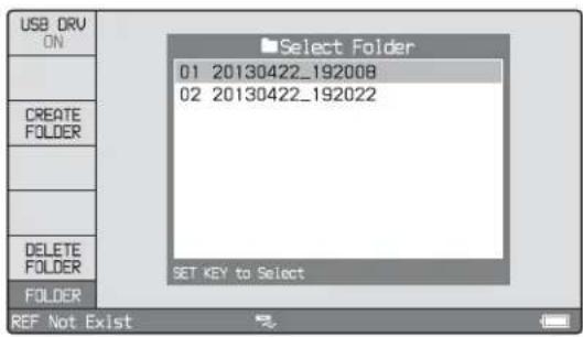 USB DRV ON CREATE FOLDER DELETE FOLDER FOLDER Select Folder 01 20130422_192008 02 20130422_192022 SET KEY to Select REF Not Exist