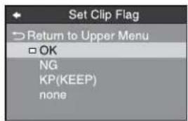 Set Clip Flag → Return to Upper Menu □ OK NG KP(KEEP) none