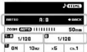TIME RATIO A: B • BACK 200H AUTO 50mm T: A 1/128 B 1/128 ON 10Hz x5 Ch.1