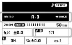 RATIO A:B • BACK 200M AUTO 50mm ±0.0 A B 1:1 ON ±0.0 ca.1