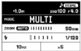 1.0m ISO100 F4.0 MODE MULTI 200M AUTO 50mm $ 1/128 10Hz x6