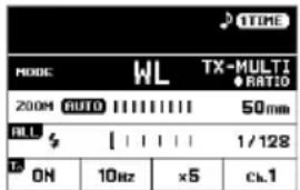 TIME MODE WL TX-MULTI ●RATIO 200M AUTO 50mm ALL 1/128 ON 10Hz ×5 ck.1