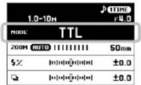 1.0-10m TIME f4.0 MODE TTL 200M AUTO 1111111 50mm $Z 0.0 ±0.0 Q 0.0 ±0.0