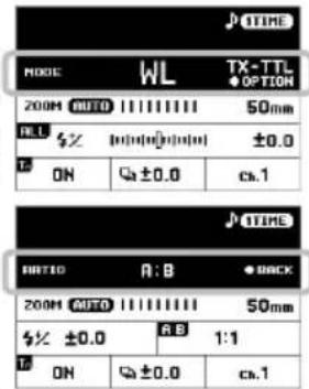 TIME MODE WL TX-TTL ● OPTION 200M AUTO 11111111 50mm ALL ±0.0 ON ±0.0 ca.1 TIME AUTO A: B ● BACK 200M AUTO 11111111 50mm ±0.0 AB 1:1 ON ±0.0 ca.1