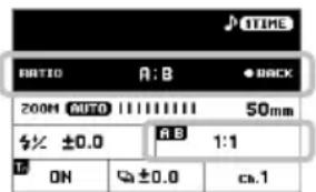 RATIO A: B • BACK 200M AUTO 50mm ±0.0 A B 1:1 ON ±0.0 ch.1