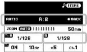 RATIO A: B BACK 200M AUTO 50mm 1:0 1/128 0 1/128 UP ON 10Hz x5 ch.1