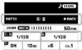 RATIO A: B BACK 200H AUTO 50mm T: R 1/128 B 1/128 ON 10Hz x5 Ch.1