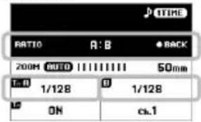 RATIO A:B BACK 200H AUTO 50mm T: B 1/12B B 1/12B ON c.s.1