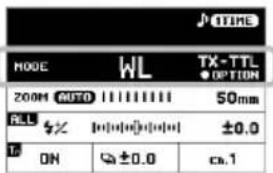 TIME MODE WL TX-TTL ● OPTION 200M AUTO 50mm ALL ±0.0 ON ±0.0 cm.1