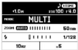 1.0h TIME ISO100 F4.0 MODE MULTI 200M AUTO 1111111 50mm $ 1/128 10Hz =5